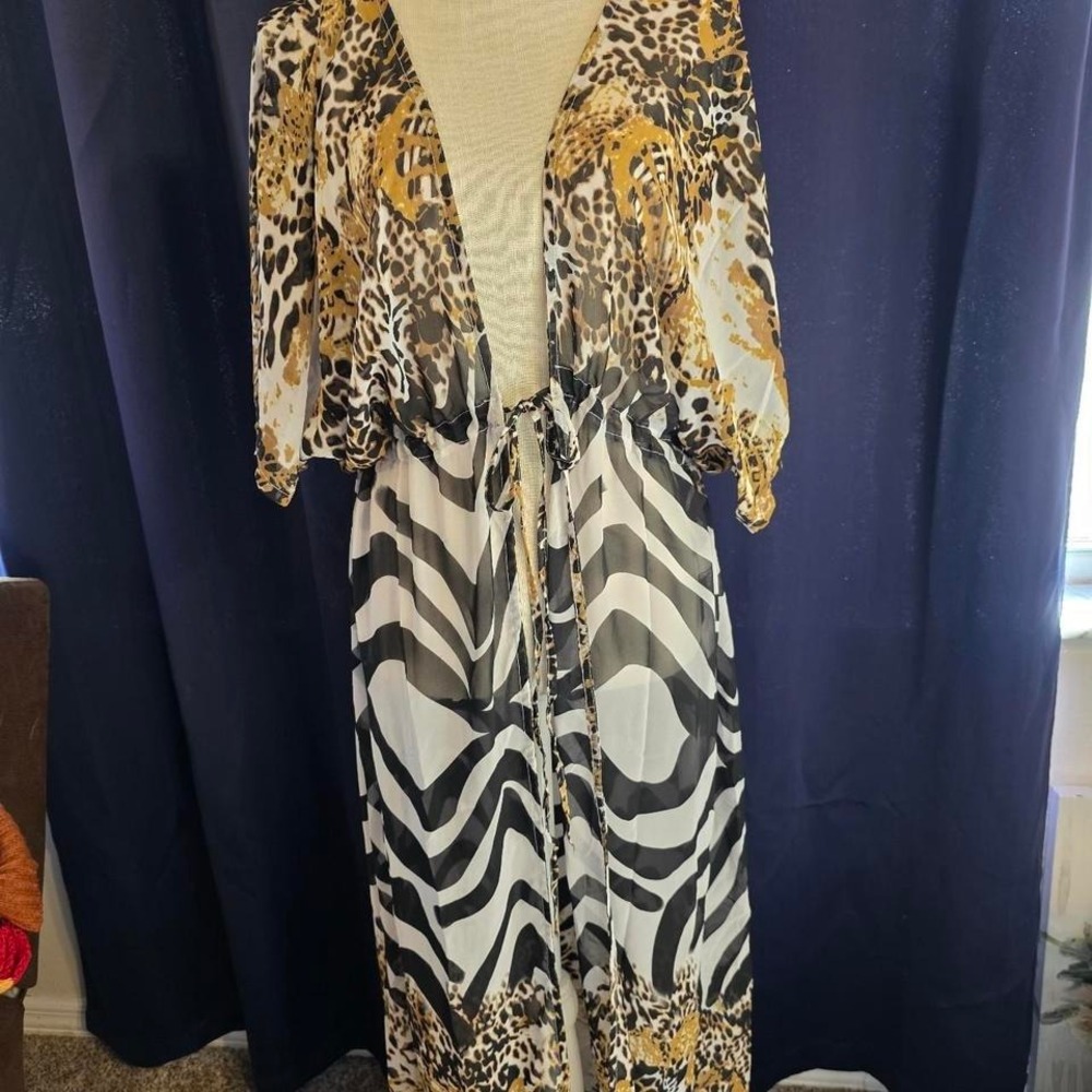 Multicoloured maxi dress with‎ animal print